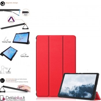 Dirbtinės odos atverčiamas dėklas - raudonas (planšetėms Samsung Tab A7 10.4 (2020)